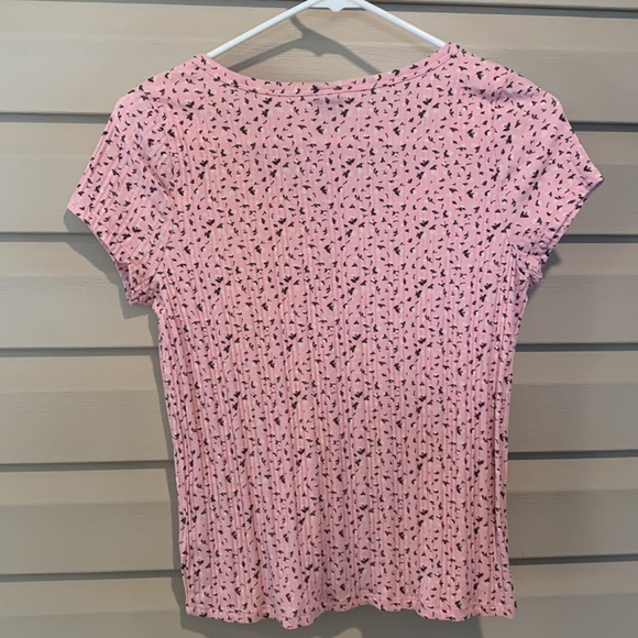 ART Class Target Brand Short Sleeve Ribbed Button Down Pink Floral Top SM Used - Picture 6 of 9